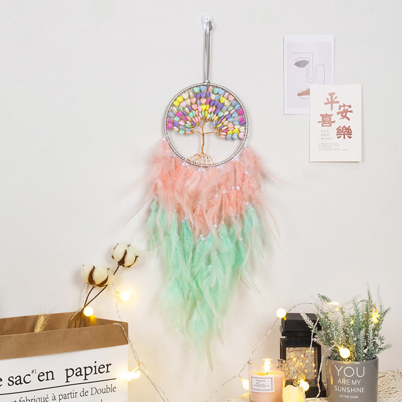 Attrape-rêves en cristal Olivenorma Arbre de vie avec plumes roses - Amour et Arbre de Vie - image 11