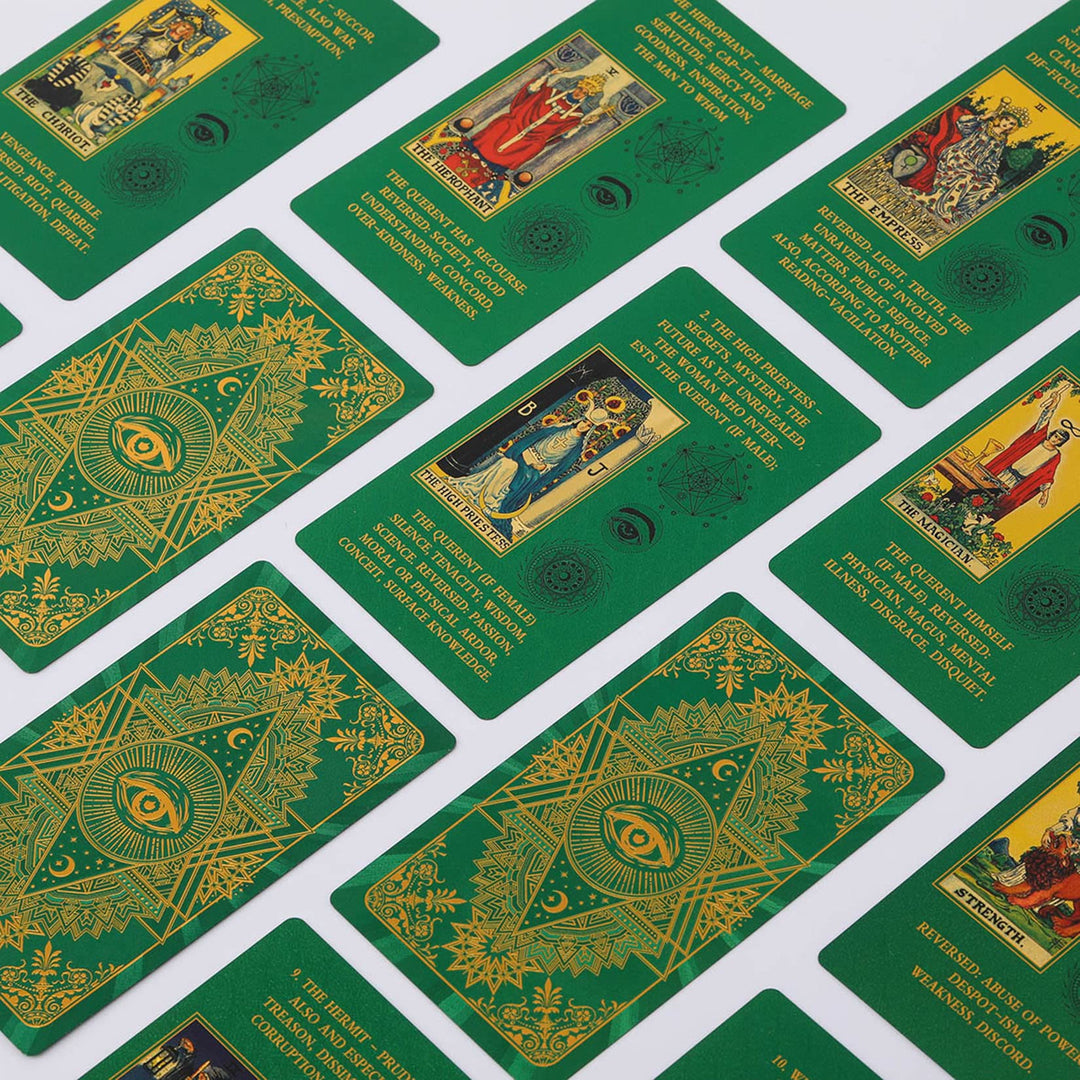 Jeu de cartes de tarot avec nappe en cristal de feuille Olivenorma