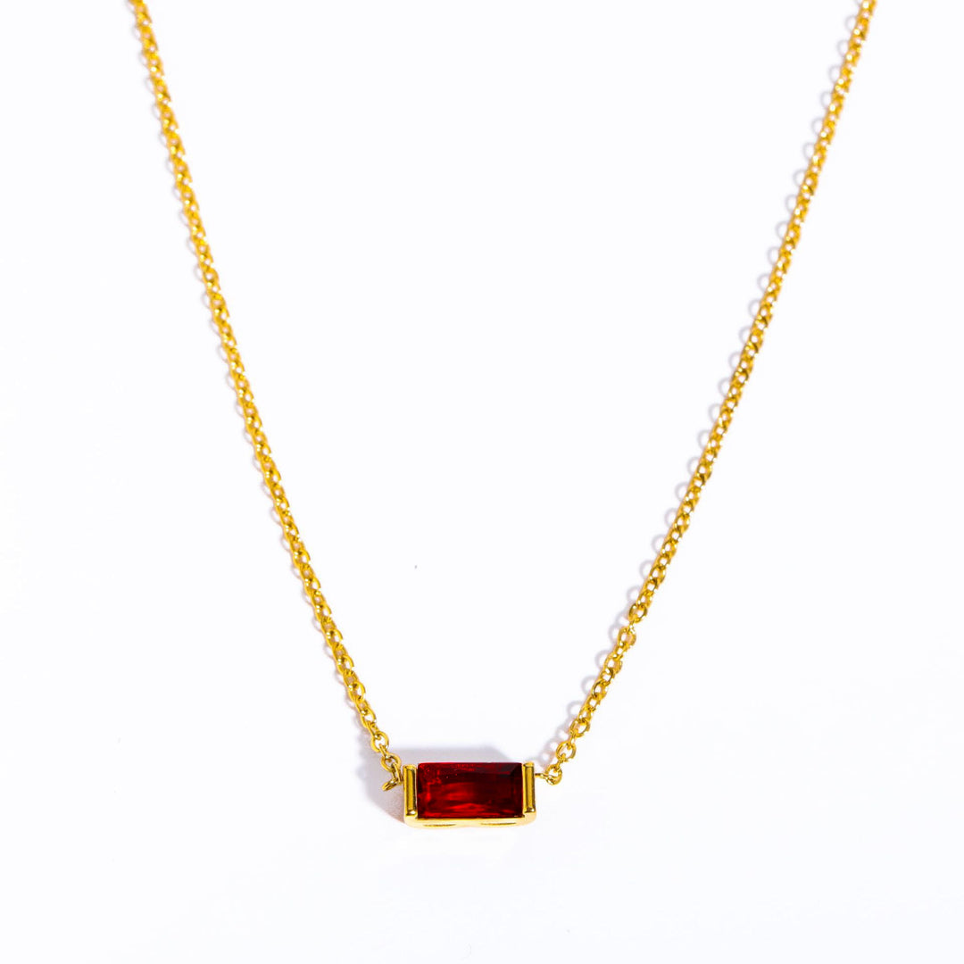 Collier pendentif rectangulaire simple en acier inoxydable avec pierre de naissance Olivenorma 