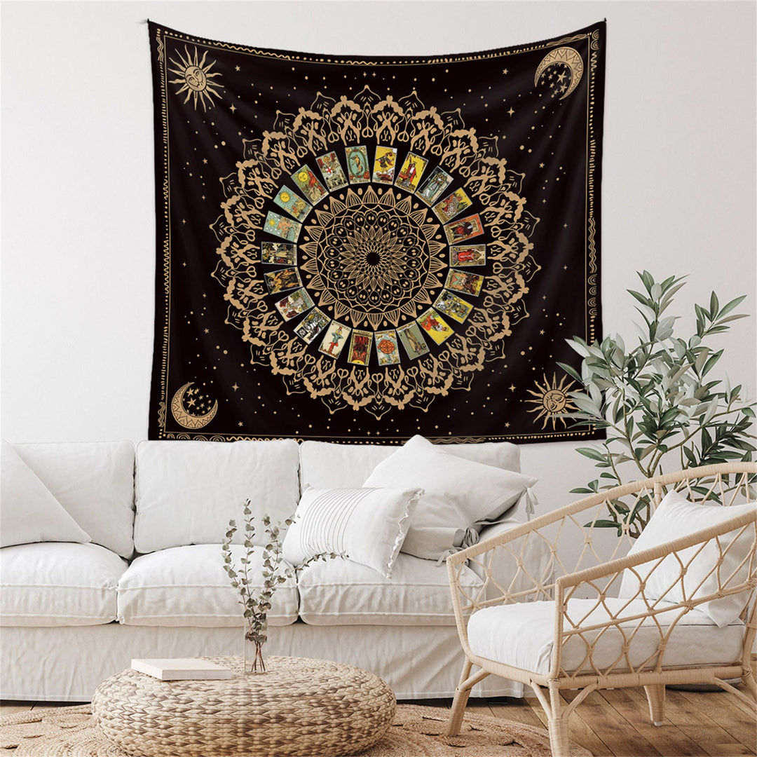 Tapisserie murale vintage Tarot Soleil et Lune Olivenorma