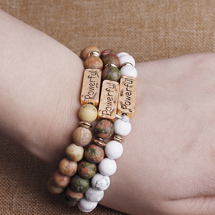 Bracelet de gravure puissant avec pierres précieuses naturelles Love Olivenorma 