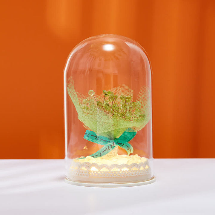Décoration d'arbre Feng Shui avec couvercle en verre cristal naturel Olivenorma 