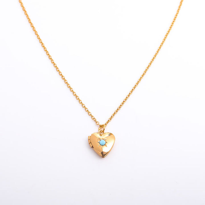 Collier album coeur avec pierre de naissance Olivenorma « Shine in My Heart » 
