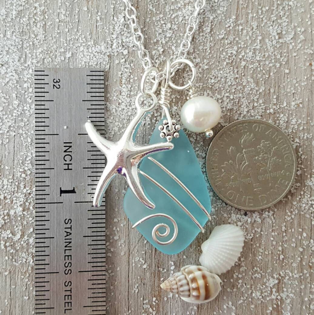 Collier étoile de mer en perles de verre de mer Olivenorma 