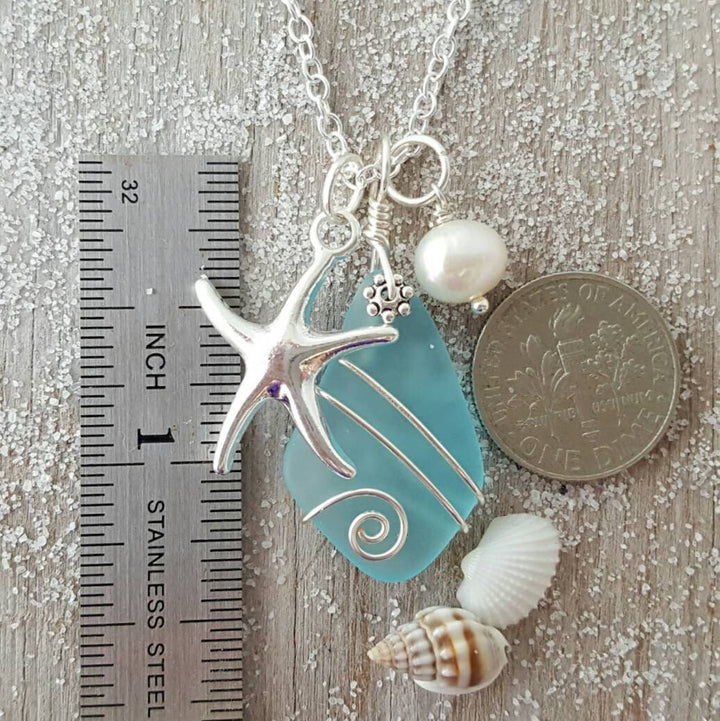 Collier étoile de mer en perles de verre de mer Olivenorma 