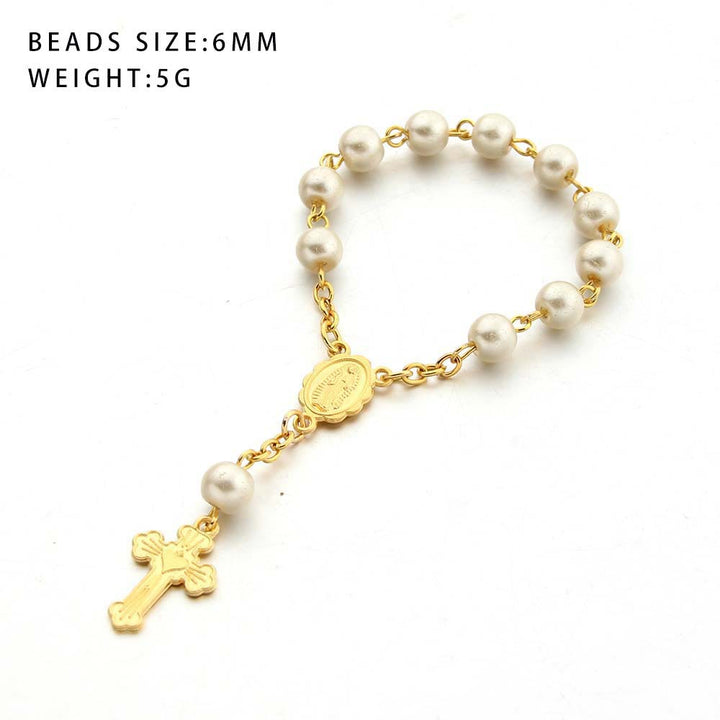 Bracelet en perles et croix en forme de cœur Olivenorma