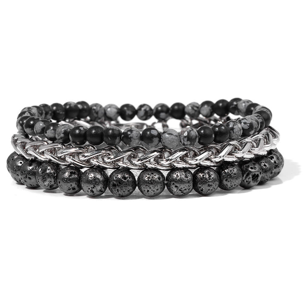 Ensemble de bracelets rétro en pierre rose Olivenorma « Paix et calme »