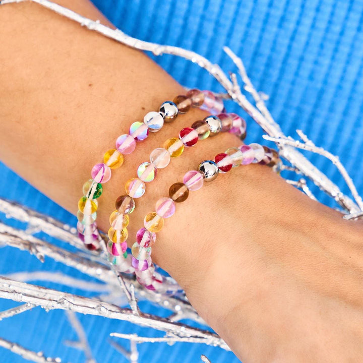 Bracelet en perles de verre cristal multicolore foncé Olivenorma 