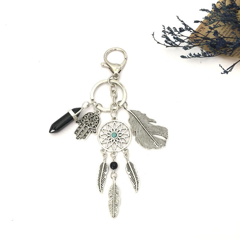 Pendentif attrape-rêves en pierres précieuses naturelles Olivenorma Porte-clés Hamsa 