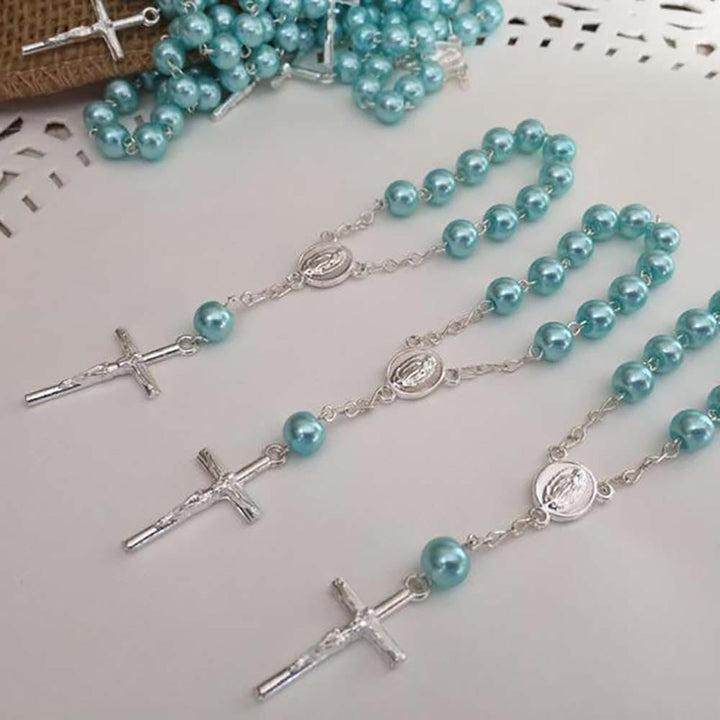 Bracelet en perles et croix en forme de cœur Olivenorma