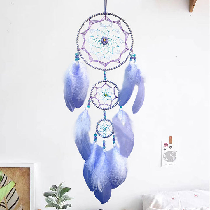 Perles acryliques Olivenorma Attrape-rêves en plumes bleu violet 