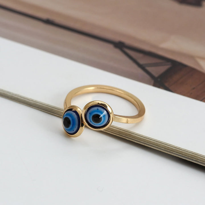 Bague Olivenorma en plaqué or avec zircon blanc et mauvais œil pour femme