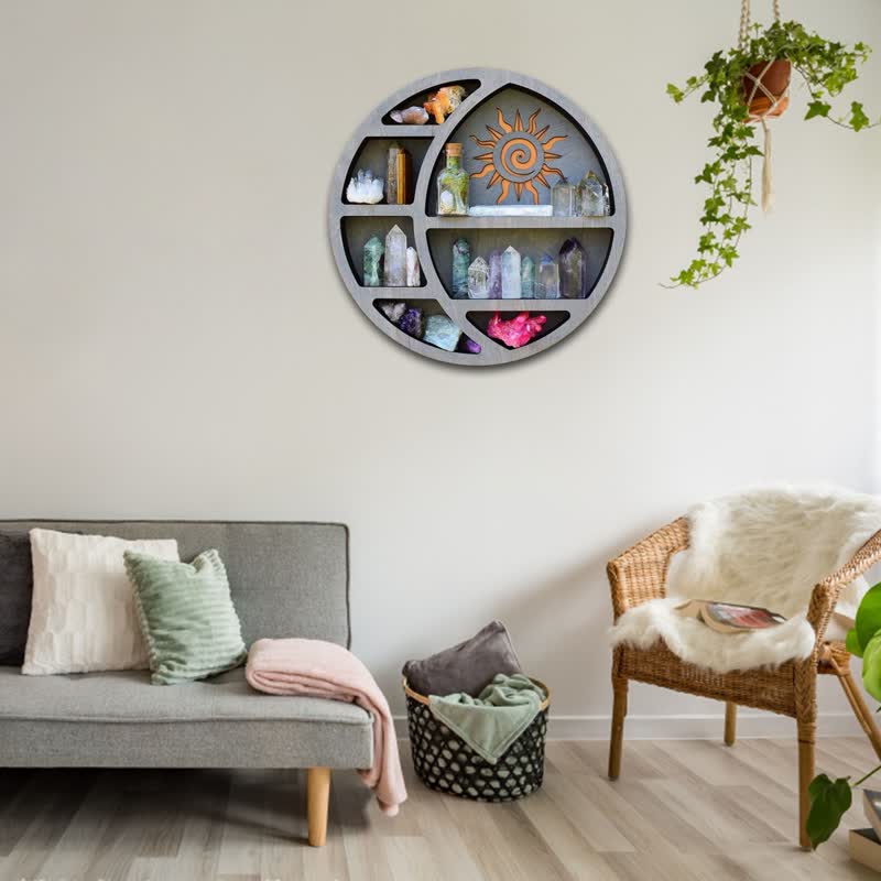 Etagère ronde en cristal en forme de croissant de lune et de soleil Olivenorma