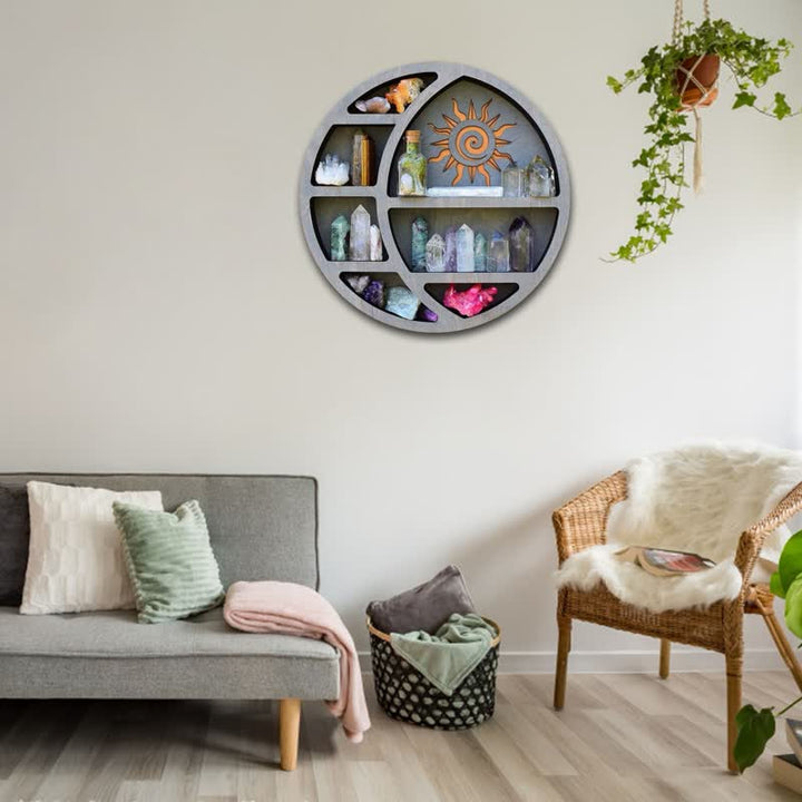Etagère ronde en cristal en forme de croissant de lune et de soleil Olivenorma