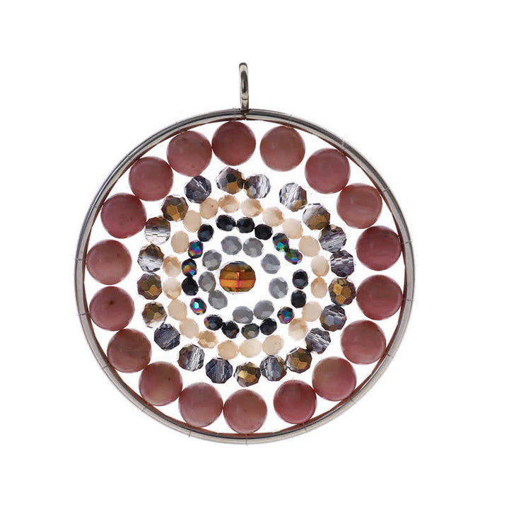 Collier avec pendentif rond en cristal et fleur de datura Olivenorma