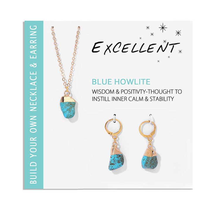 Ensemble de boucles d'oreilles et collier avec pendentif en cristal irrégulier naturel Olivenorma