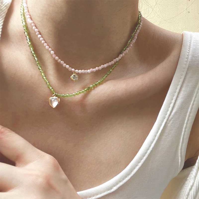 Collier avec pendentif en métal et cristal naturel Olivenorma
