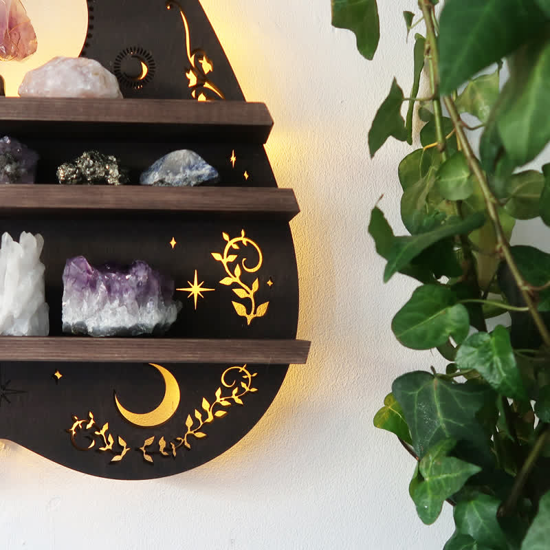 Etagère en cristal en forme de cœur et de lune inversée