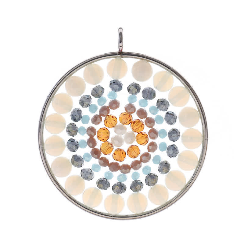 Collier avec pendentif rond en cristal et fleur de datura Olivenorma