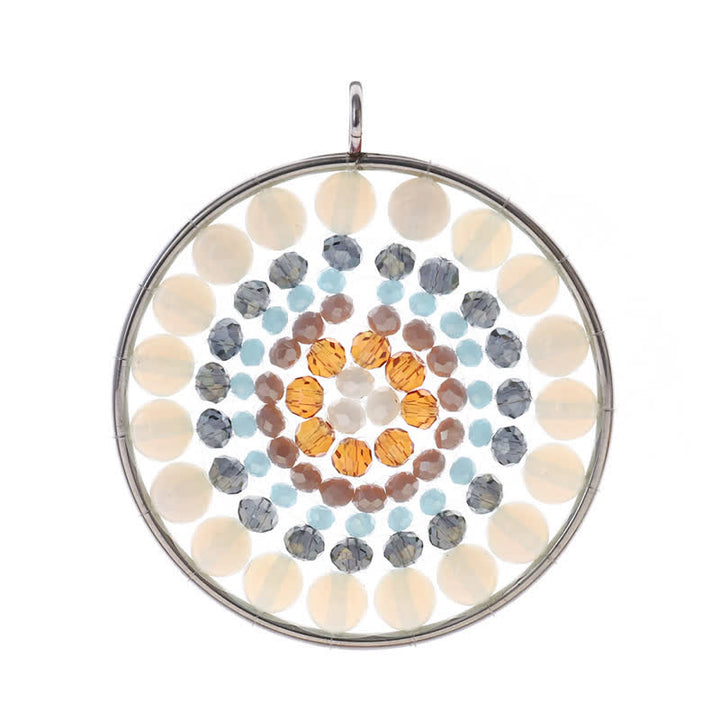 Collier avec pendentif rond en cristal et fleur de datura Olivenorma