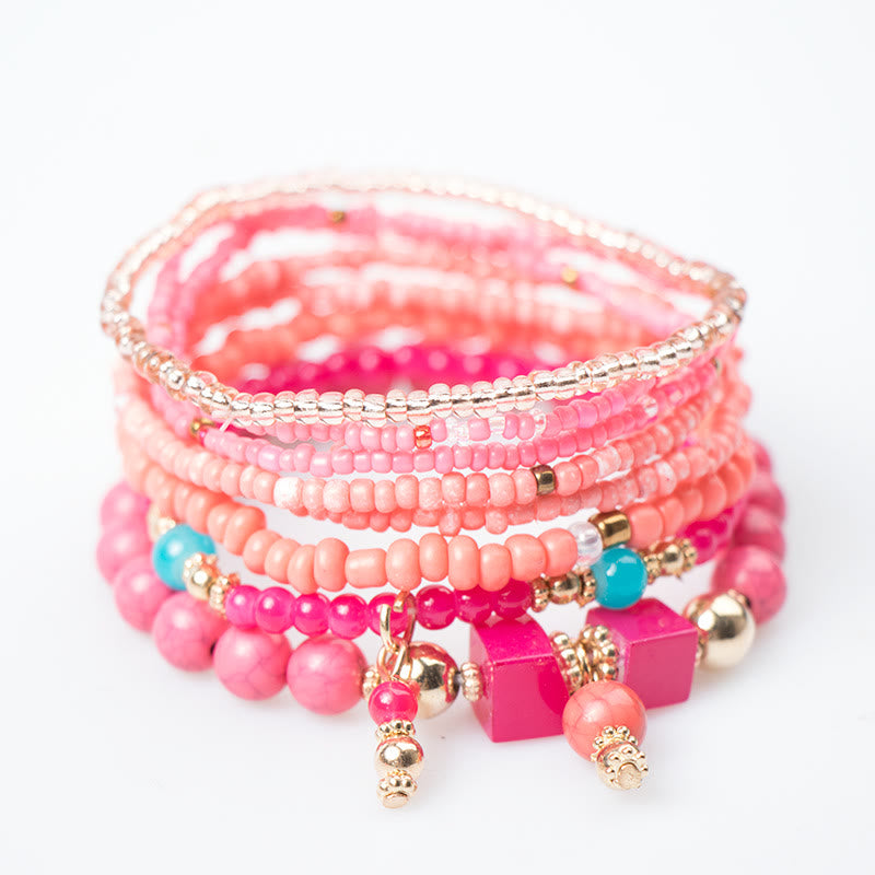 Ensemble de bracelets à perles superposées en pierre empereur Olivenorma