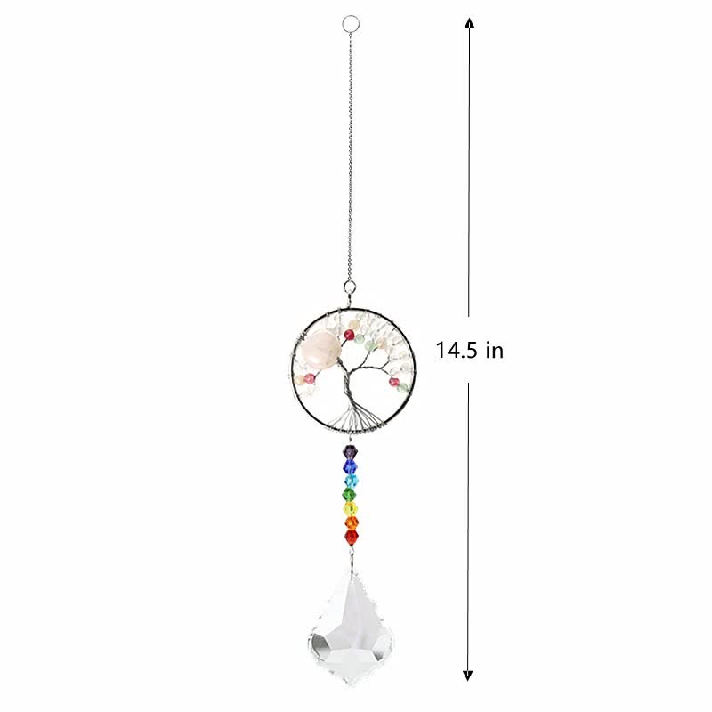 Attrape-soleil en cristal coloré représentant un arbre de vie