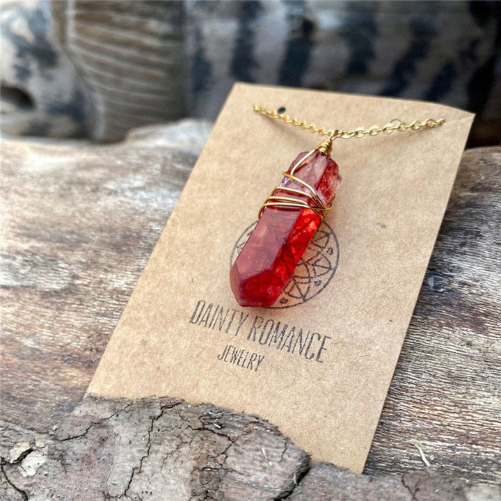 Collier de guérison en cristal rouge Olivenorma 