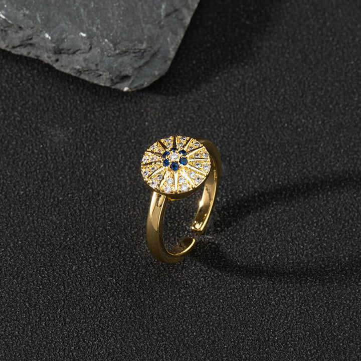 Bague ajustable Olivenorma en zircon blanc avec mauvais œil