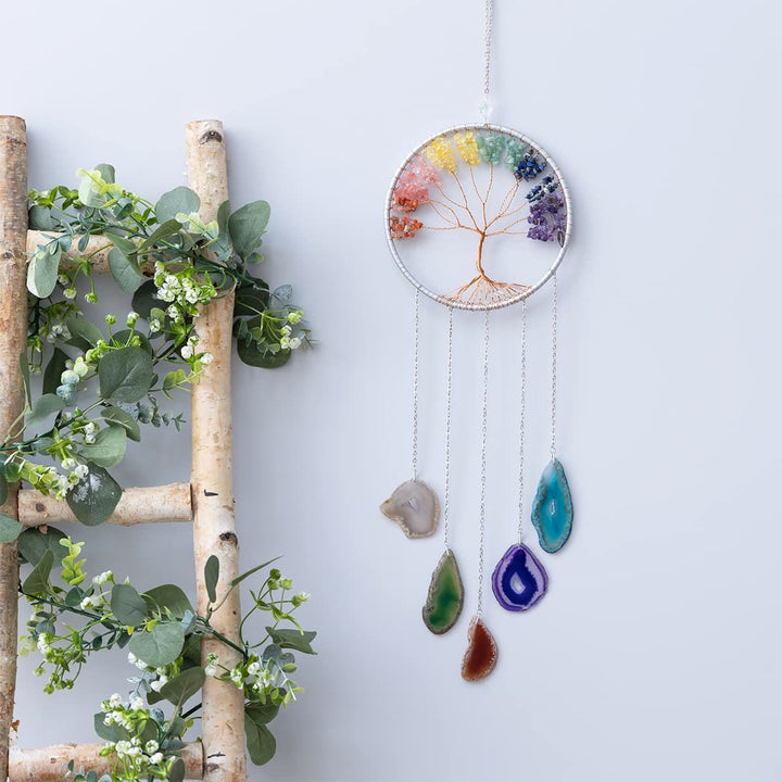 Décoration murale ornementale arbre de vie en agate chakra Olivenorma