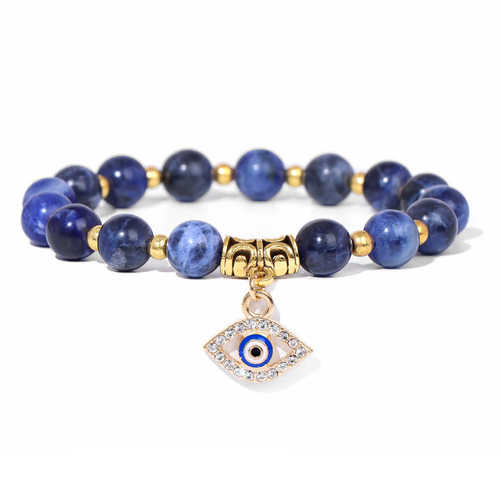 Bracelet pendentif mauvais œil en perles de pierre naturelle Olivenorma