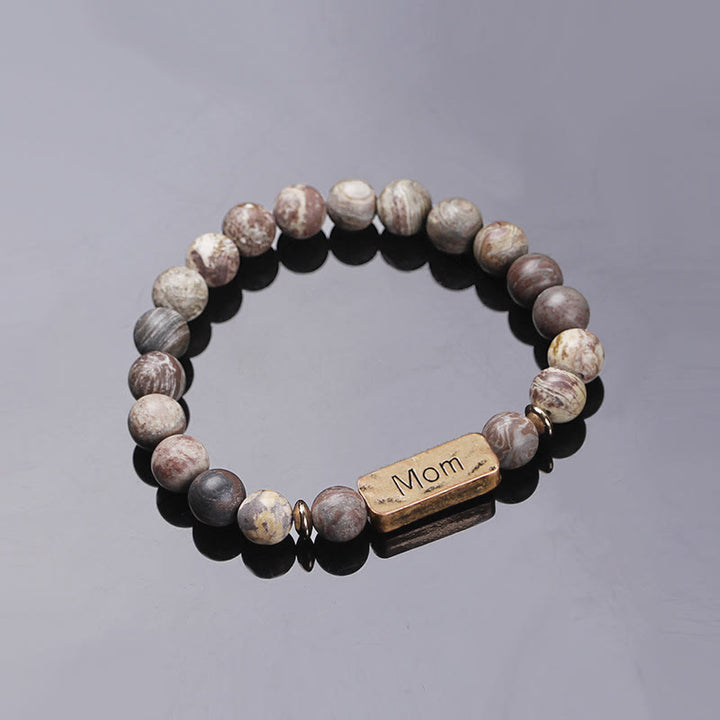 Bracelet gravé avec pierres précieuses naturelles Olivenorma Mom Patience 