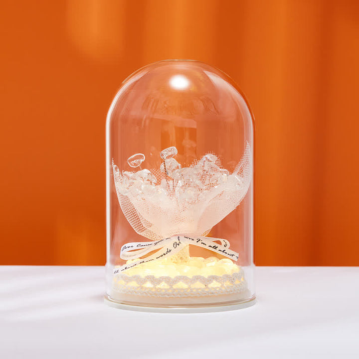 Décoration d'arbre Feng Shui avec couvercle en verre cristal naturel Olivenorma 