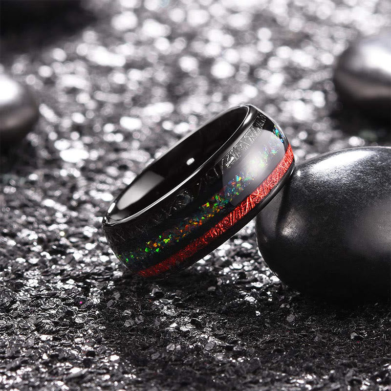 Bague pour homme en carbure de tungstène noir Olivenorma Color Opal 8 mm 