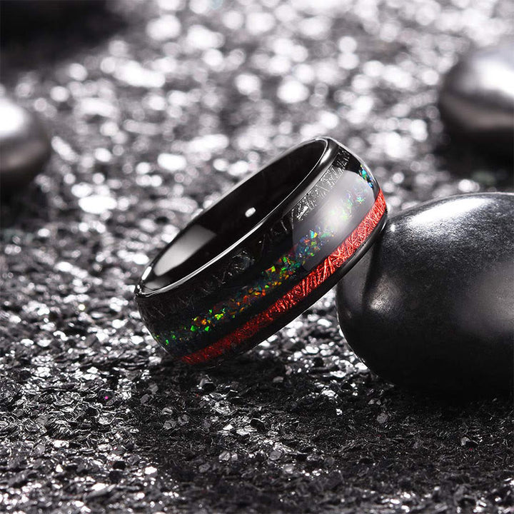 Bague pour homme en carbure de tungstène noir Olivenorma Color Opal 8 mm 