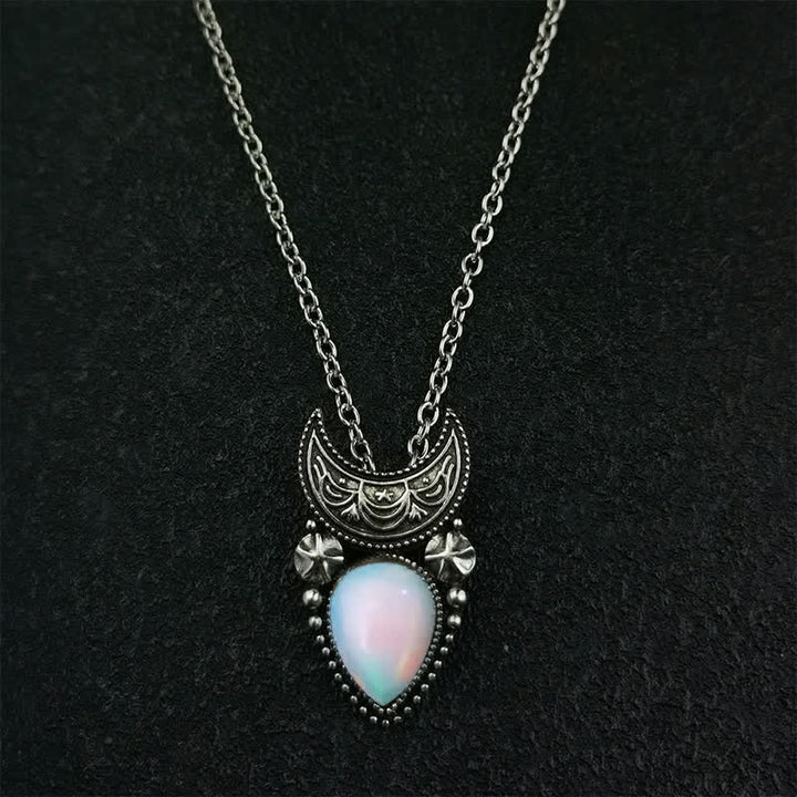 Collier vintage Olivenorma avec pierre de lune et goutte d'eau