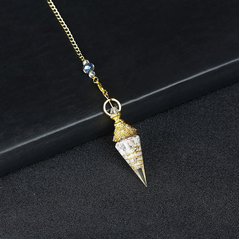 Pendule pyramidale hexagonale en cristal résineline naturelle Olivenorma