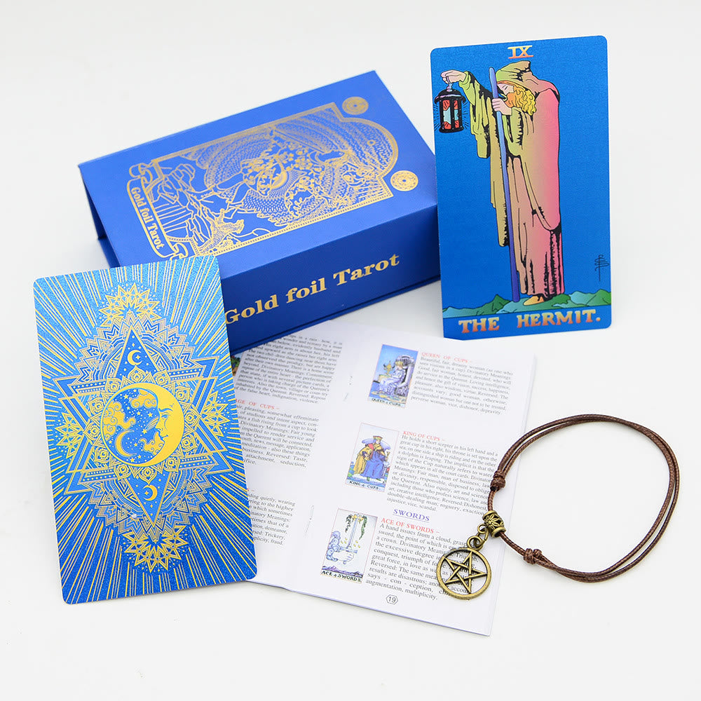 Cartes de tarot Olivenorma Green Blue Moon en feuille d'or