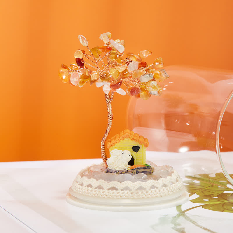 Décoration d'arbre Feng Shui avec couvercle en verre cristal naturel Olivenorma 
