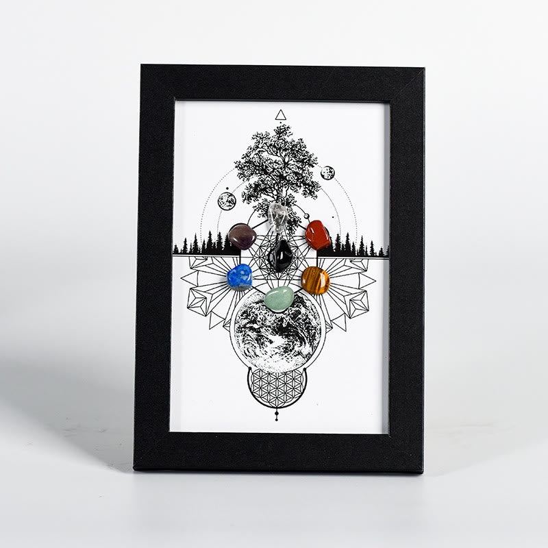 Cadre photo décoratif avec motif arbre de vie et chakra Olivenorma 