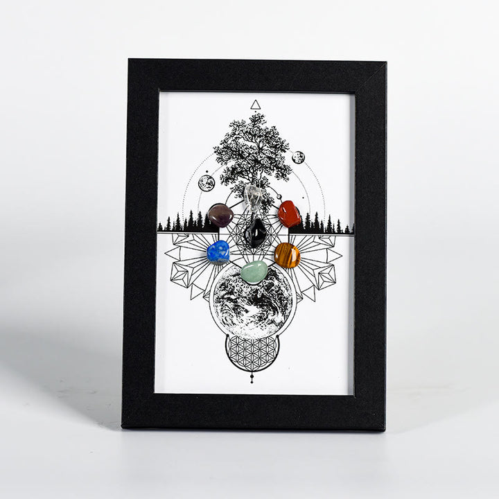 Cadre photo décoratif avec motif arbre de vie et chakra Olivenorma 