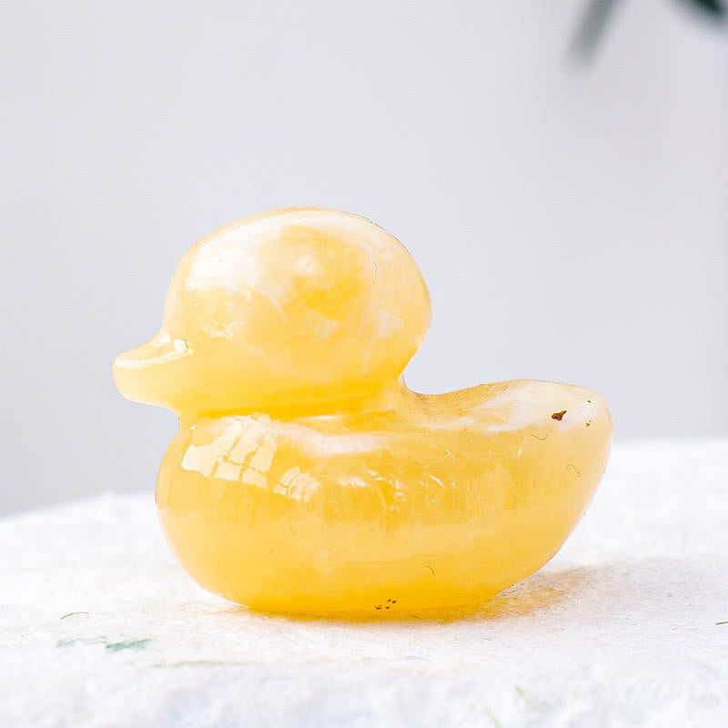 Décoration en pierre précieuse sculptée en forme de canard en cristal de quartz Olivenorma de 1,2 pouce