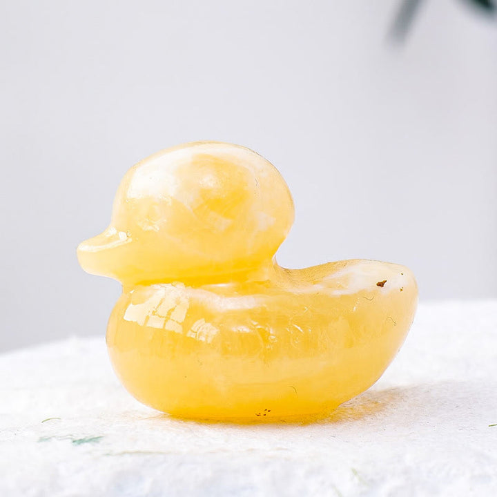 Décoration en pierre précieuse sculptée en forme de canard en cristal de quartz Olivenorma de 1,2 pouce