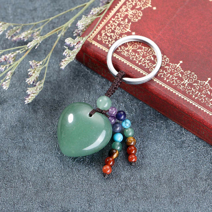 Porte-clés en forme de cœur en cristal naturel Olivenorma