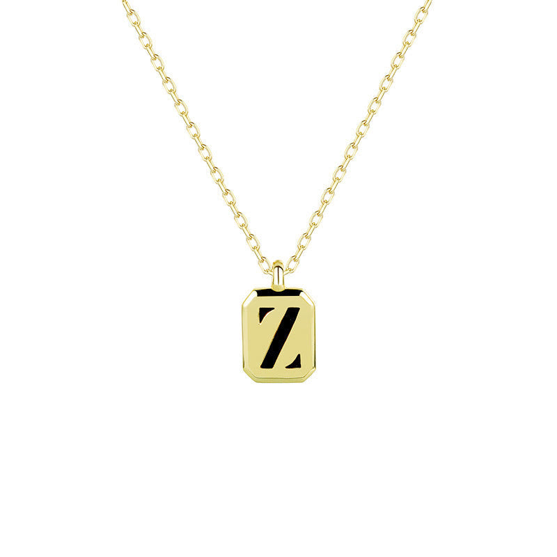 Collier Initiale Personnalisable en Or Olivenorma - Obsidienne - Z - image 29