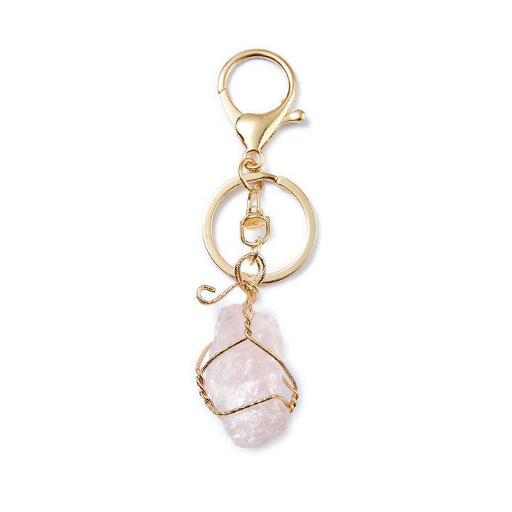 Porte-clés pendentif en pierre précieuse en cristal brut Olivenorma
