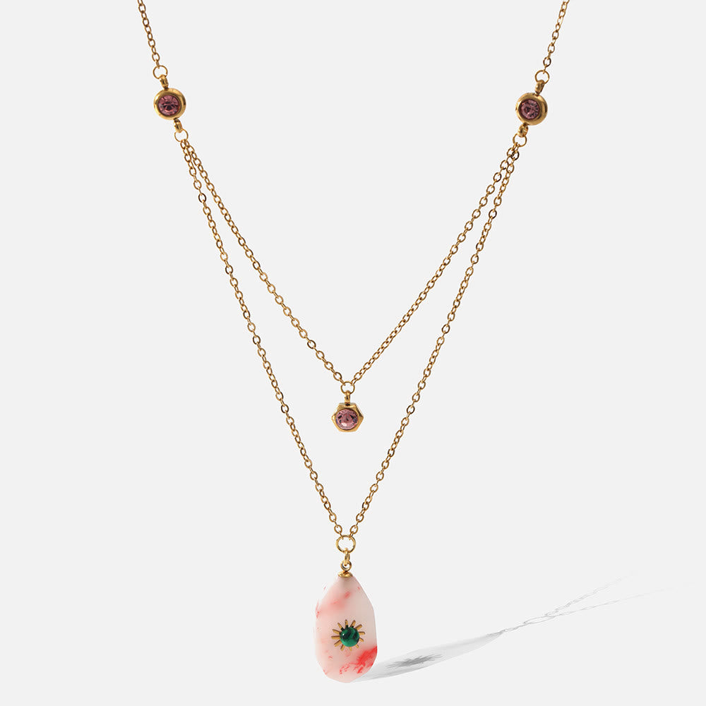 Collier à double panneau en zircone rhodochrosite Olivenorma