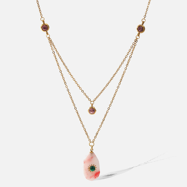 Collier à double panneau en zircone rhodochrosite Olivenorma