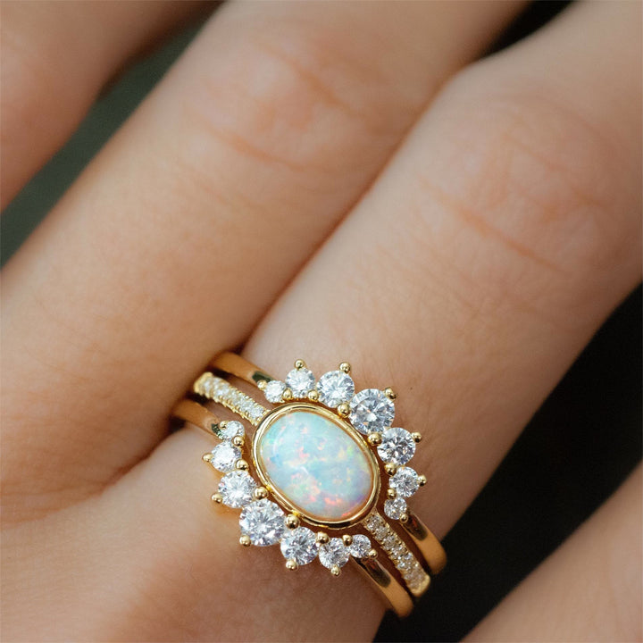 Bague empilable à trois couches en opale Olivenorma