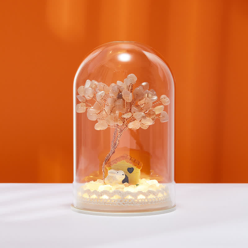 Décoration d'arbre Feng Shui avec couvercle en verre cristal naturel Olivenorma 