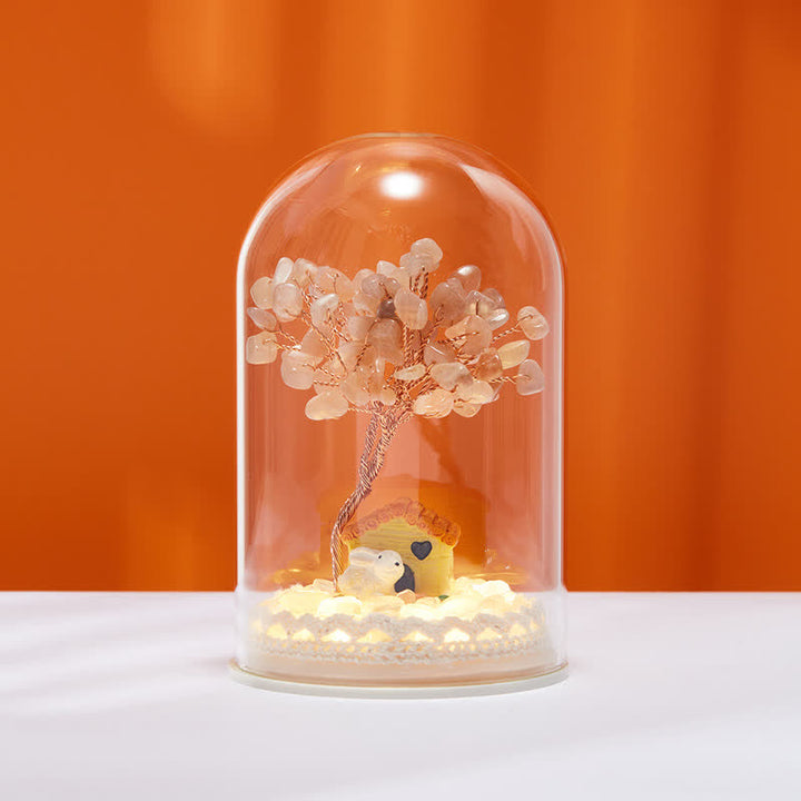 Décoration d'arbre Feng Shui avec couvercle en verre cristal naturel Olivenorma 